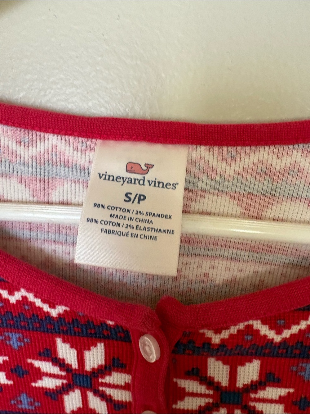 Vineyard Vines Red, White & Navy Holiday Henley Pajama Top - Picture 2 of 3